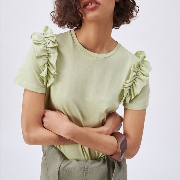 Zara RUFFLED T-SHIRT - Picture 3 of 5